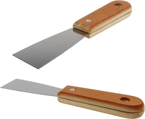 Vista 2 de 2 cuchillos de masilla rígidos de acero al carbono con mango de madera de 1.5 pulgadas para paneles de yeso, raspador de cincel, herramienta