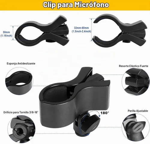 Vista 7 de Mippko Soporte para micrófono, 21.5 pulgadas de largo, flexible, ajustable, brazo mágico, súper abrazadera de cangrejo, clip de micrófono de 3/8"-16