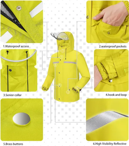 Vista 3 de iCreek Rain Suit Waterproof Jacket and Trouser Suit Raincoat for Men and Women Outdoor All-Sport Breathable Anti-storm