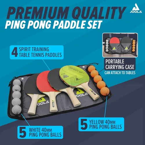 Vista 2 de JOOLA Family Premium - Juego de tenis de mesa + pelotas de tenis de mesa JOOLA Training de 3 estrellas