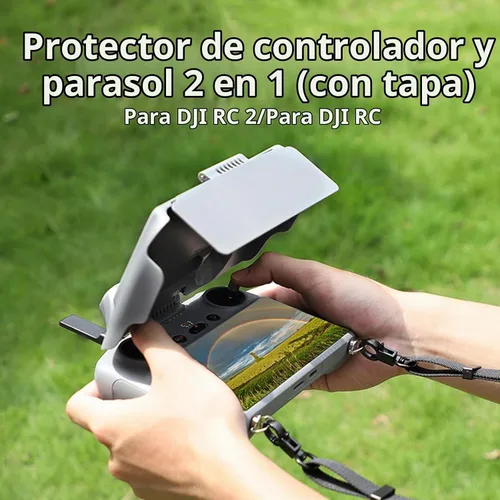 Vista 2 de 2 en 1 controlador RC cubierta protectora parasol compatible con DJI RC control remoto para Mini 3/Mini 3 Pro/Air2S/Mavic 3/Mavic 3 Classic Drone