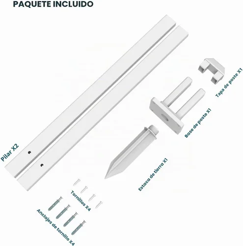 Vista 3 de ECOOPTS 76 cm de altura Valla de PVC blanco poste de piquete de vinilo para valla de piquete