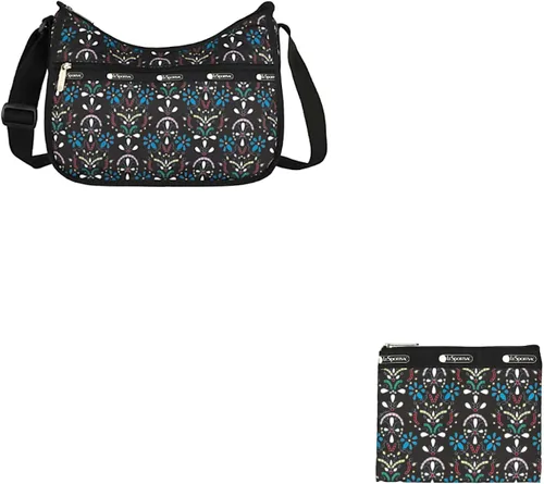 Vista 3 de LeSportsac Cloistered Jewels - Bolso cruzado clásico Hobo + bolsa de cosméticos, estilo 7520color E469, azulejos de arte de mosaico diseñados