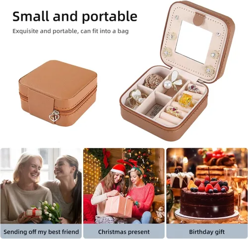 Vista 6 de KElofoN Estuche de viaje para joyas Caja de viaje para joyas Organizador de joyas de viaje Pequeño estuche organizador de joyas para niñas y mujeres
