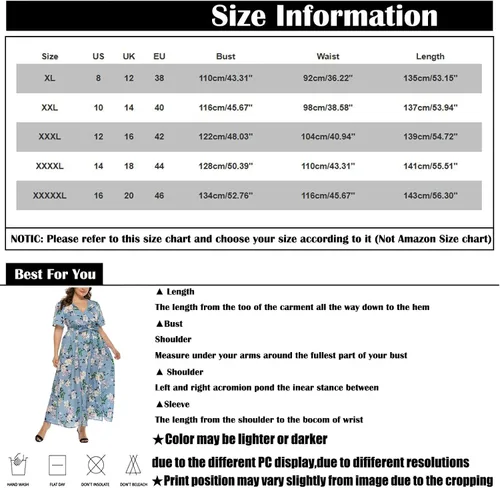 Vista 5 de Vestidos de talla grande para mujer, 2023 para primavera y verano, vestido de playa floral, elegante, romántico, con dobladillo fruncido, vestido