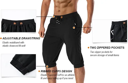 Vista 5 de Dr.Cyril Pantalones cortos de 34 para hombre, pantalones capri de algodón elástico por debajo de la rodilla, pantalones cortos de entrenamiento