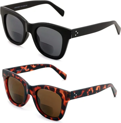 Vista 2 de 2 pares de lentes de sol de lectura bifocales para mujer, grandes, de gran tamaño, atrevidos