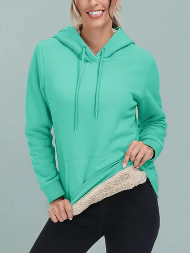 Vista 59 de MAGCOMSEN Sudaderas con capucha para mujer, con forro de sherpa, de vellón, para invierno, cálido, pesado, de algodón, con bolsillo