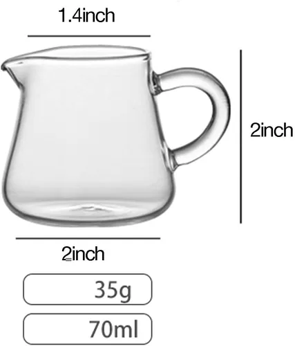 Vista 2 de Jarra de vidrio para crema de vidrio, salsa de leche, jarra de crema con asa, 2.4 fl oz