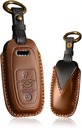 Vista 11 de ontto Funda para llavero inteligente con control remoto sin llave compatible con Audi A6 A6L A7 E-Tron A8 Q8 2019-2022, funda de cuero para llave