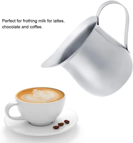 Vista 5 de Fdit Jarra de espuma de leche de acero inoxidable para café, crema, café expreso, latte art, 2.0 fl oz/3.0 fl oz/5.1 fl oz (2#)