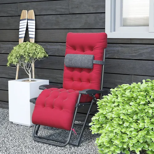 Vista 9 de Outsunny Zero Gravity - Silla reclinable con cojín, color rojo