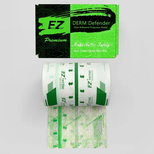 Vista 7 de EZ Derm Defender Roll, vendaje impermeable para cuidado posterior del tatuaje, 4 pulgadas x 10.9 yardas, película transparente para vendaje