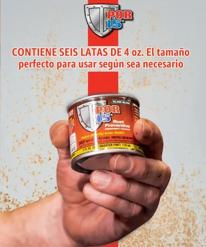 Vista 4 de POR-15 Revestimiento preventivo de óxido, barrera protectora no porosa, 4 onzas líquidas, negro brillante, paquete de 6 Brillo negro