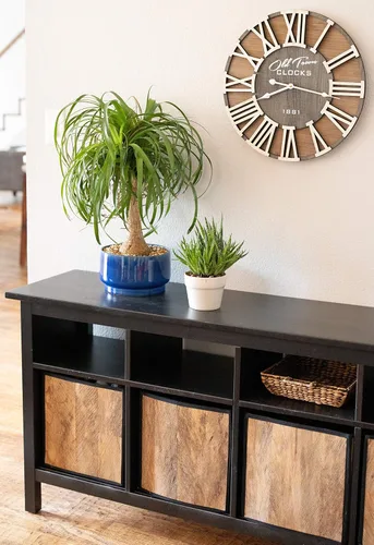 Vista 5 de Reloj de pared rústico de madera romana de 30 pulgadas, manecillas plateadas (letras de madera blanca, 30 pulgadas)