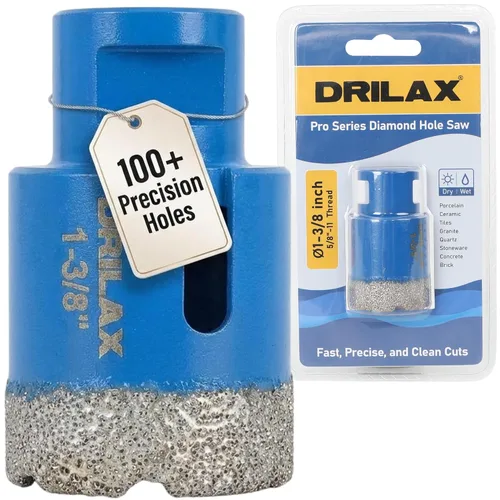 Vista 14 de Drilax Sierra perforadora de diamante de 1-1/2 pulgadas para amoladora angular, rosca de 5/8"-11, hormigón de porcelana de cuarzo de granito
