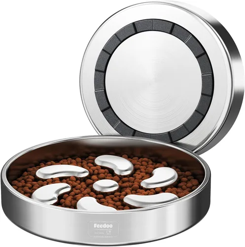 Vista 7 de Cuenco para perro de alimentación lenta, 1 taza para cachorros pequeños, cuenco de rompecabezas de acero inoxidable 304 de doble capa, antiasfixia