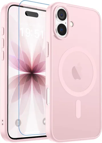 Vista 221 de zapica Funda magnética para iPhone Air, con protector de pantalla de vidrio templado, compatible con MagSafe, translúcida mate, a prueba de golpes