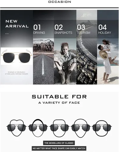 Vista 7 de RCXKOOM Mens Aviator Sunglasses American Army Military Pilot Polarized Sunglasses Bayonet Temples