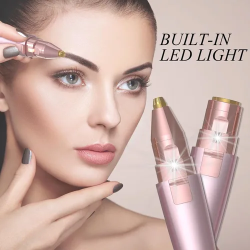 Vista 6 de Maquinilla de afeitar de cejas y depilación facial para mujeres (2 en 1, recargable por USB), depilación 100% indolora, kit de recortador de cejas