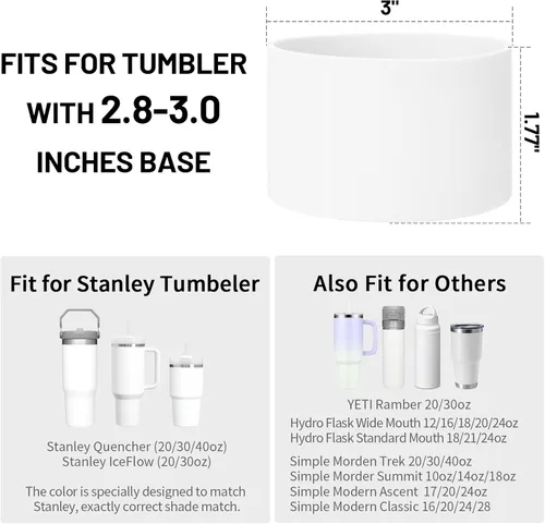 Vista 11 de Juego de funda para botas y pajilla, 2 fundas de silicona, 3 tapas de pajita, protector inferior para Stanley Cup H2.0 30 oz y 40 oz, coincidencia