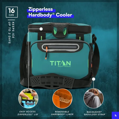 Vista 3 de Titan by Arctic Zone Deep Freeze Cooler - Zipperless Hardbody Cooler - Deep Freeze Insulation, HardBody Liner, and SmartShelf