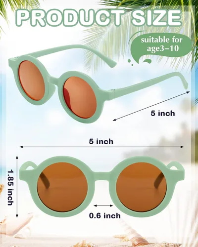 Vista 2 de Flutesan 24 pares de lentes de sol redondos para niños, lindos lentes de sol circulares retro para niños y niñas, niños pequeños al aire libre UV