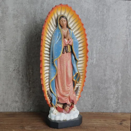 Vista 3 de Estatua católica BC de Nuestra Señora de Guadalupe, figura de la Virgen De Guadalupe, regalo religioso de la Santa Madre María para mamá, decoración