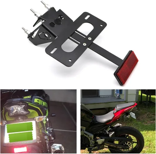 Vista 2 de Soporte de marco de matrícula para matrícula trasera compatible con Kawasaki Z900 2017 2018 2019 2020 2021 2022