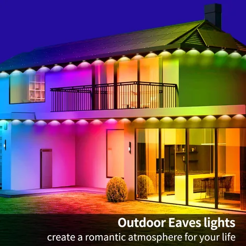 Vista 5 de Luces RGB Permanentes para Exteriores de 60 Pies, Luces LED Inteligentes Impermeables para Aleros, Luz Permanente para Exteriores con Control por