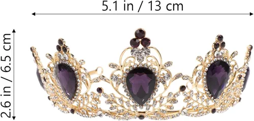 Vista 5 de Lurrose Corona barroca con diamantes de imitación para boda, boda, fiesta, fiesta, fiesta, accesorios para el pelo para mujeres y niñas