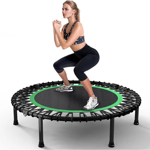 Vista 12 de Trampolín de rebote de 40 pulgadas/48 pulgadas para adultos con cuerdas elásticas, rebote de ejercicio para adultos para entrenamiento en interiores
