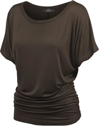 Vista 38 de Made By Johnny Camiseta de manga corta Dolman con cuello barco y dobladillo curvado para mujer, ajuste holgado Wt1037_aqua