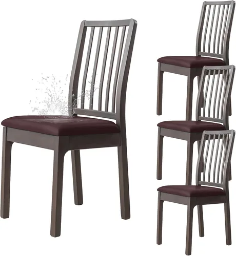 Vista 20 de Dimatic Juego de 2 fundas de asiento para silla, de piel sintética, impermeables, fundas elásticas para sillas de comedor, fundas protectoras