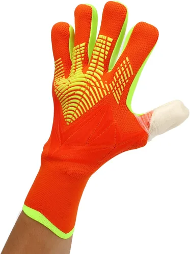 Vista 3 de Soccer Goalie Gloves for Men Women, Anti Slip Soccer Goalkeeper Gloves, Premium Latex Palm with Finger Protection, Breathable Nylon Backhand, Orange