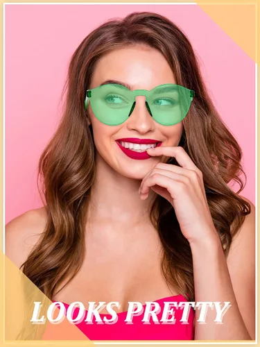 Vista 5 de Hoteam 24 pares de lentes de sol redondos sin montura a granel tintados para fiesta, lentes transparentes de color caramelo para mujeres y hombres