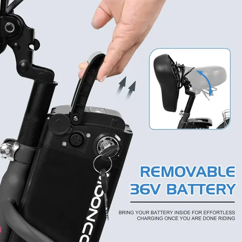 Vista 3 de MOONCOOL Triciclo Eléctrico para Adultos 350W/500W 36V/48V Batería Extraíble 20/24/26 Pulgadas 7 Velocidades 3 Ruedas Bicicletas Eléctricas