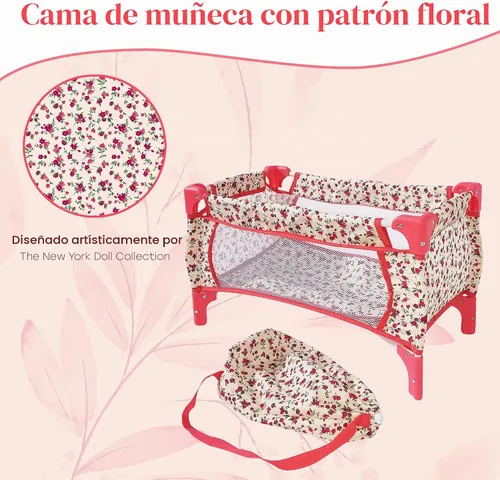 Vista 5 de Cuna de Juguete para Muñeca Bebé, Accesorios para Muñeca Bebé, Juego de Cama de Muñeca Bebé para Niñas de 3 Años y Niñas de 5+ Años, Artículos