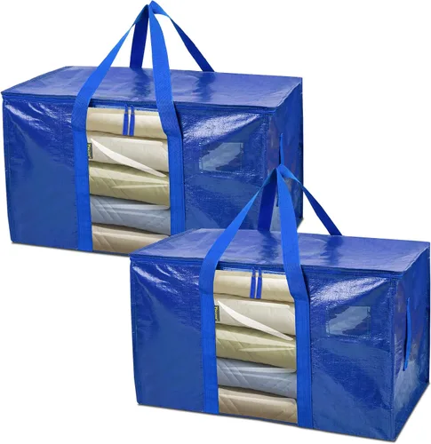 Vista 57 de BALEINE Paquete de 2 bolsas de mudanza de gran tamaño con asas reforzadas, bolsa de almacenamiento resistente para ropa, suministros de mudanza