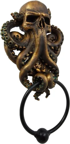 Vista 5 de Atlantic Ebros Gift Bermudas Triángulo Océano Monstruo Pulpo Kraken Guerrero Decorativo Resina Aldaba de Puerta Estatuilla Decoración Aldabas