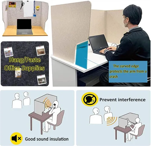 Vista 5 de LIGUOYI Divisores de escritorio para cubículos, panel de escritorio, independiente, divisor de oficina con amortiguación de sonido, panel