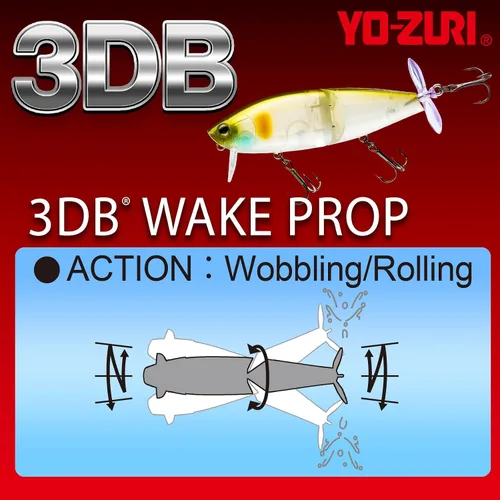 Vista 4 de YO-Zuri 3DB Wake Prop Flotante 85MM BASS Señuelo Color: Mate PRO Azul