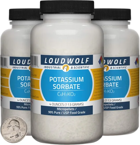 Vista 12 de Sorbato de potasio / botella de 0.5 onzas / 99% puro USP grado alimenticio/micropellets