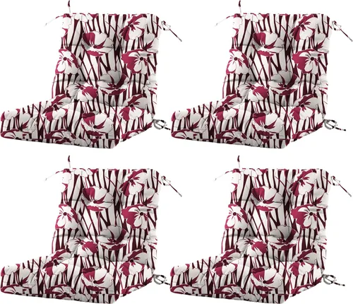 Vista 13 de BLISSWALK Cojines para sillas de exterior, 40 x 20 x 4 pulgadas, cojín de mimbre grueso con respaldo bajo y lazos para muebles de patio, floral