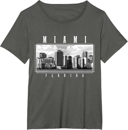 Vista 12 de Miami Skyline Florida Pride Vintage Miami Camiseta, Negro