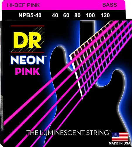 Vista 19 de DR Strings NEON - Cuerdas para bajo eléctrico, 0.045-.105, medianas, color rojo