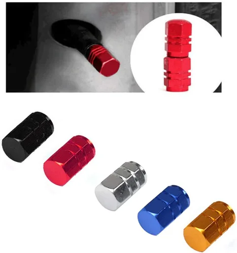 Vista 2 de Tapones de válvula de aire de aluminio, 4 unidades, para camión, coche, bicicleta, color azul