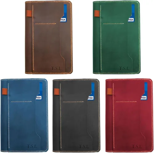Vista 4 de Funda de cuero personalizada para bloc de notas Steno de 6"x9", cubierta de espiral de cuero hecha a mano, funda folio compatible con bloc de notas