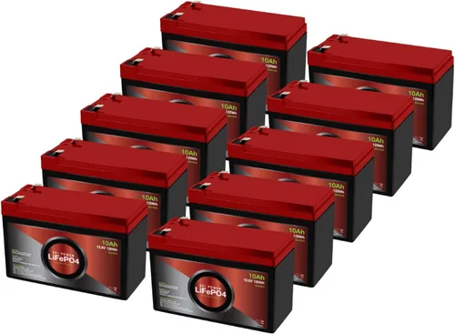 Vista 9 de Paquete de 2 baterías recargables LiFePO4 de ciclo profundo de litio de 12 V 10 Ah 2000-5000 ciclos de vida y 10 años de vida útil BMS integrado
