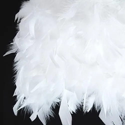Vista 6 de Lámpara de techo moderna colgante de cristal plumas blancas, lámpara de techo, bombilla dormitorio, accesorios, 27.6 * 33.1 in
